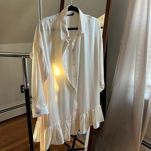 Zara Cream Frill Mini Dress